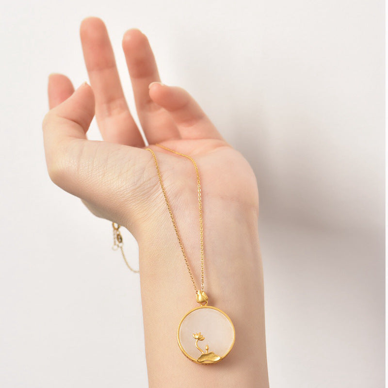 925 Sterling Silver Inlaid Jade Pendant