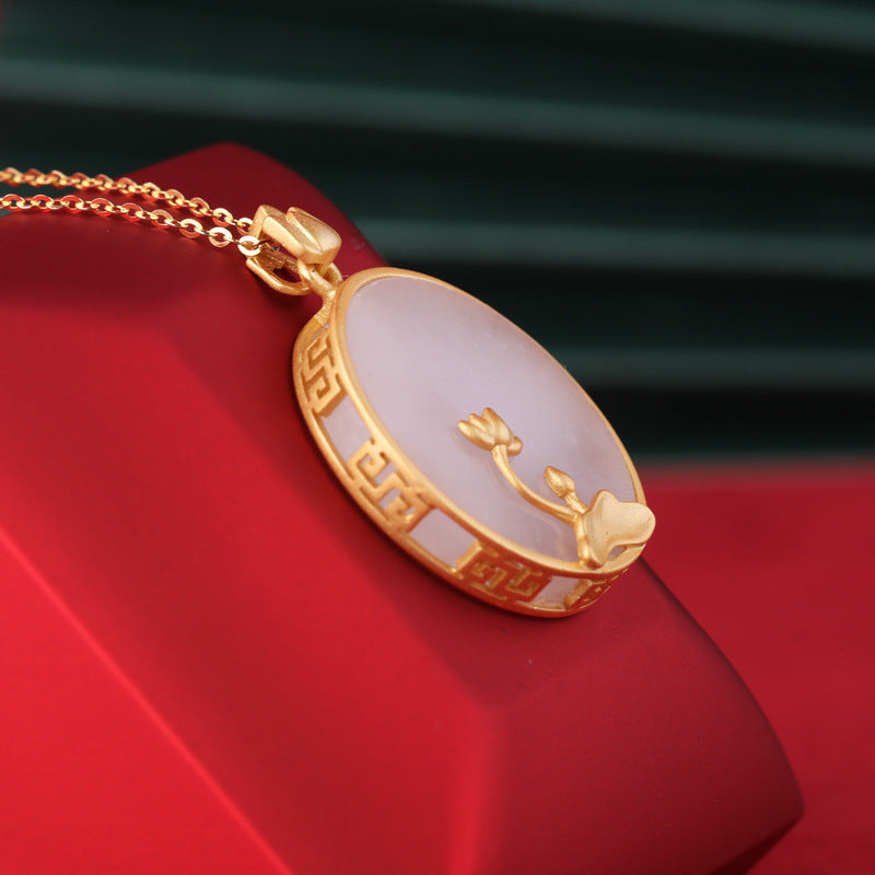 925 Sterling Silver Inlaid Jade Pendant