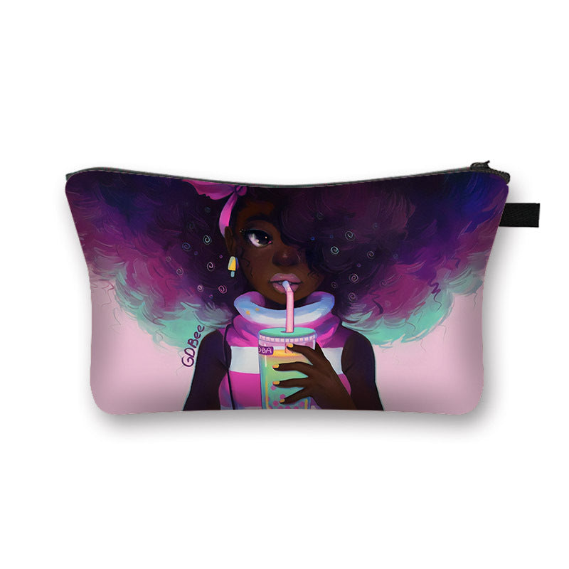 African Girl Cosmetic Pencil Bag