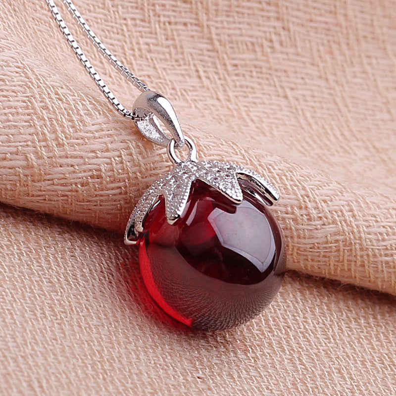 925 Silver Garnet Crystal Pendant